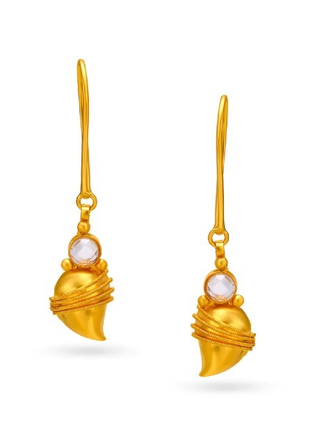 Gold and Synthetic Stone Drop Earrings